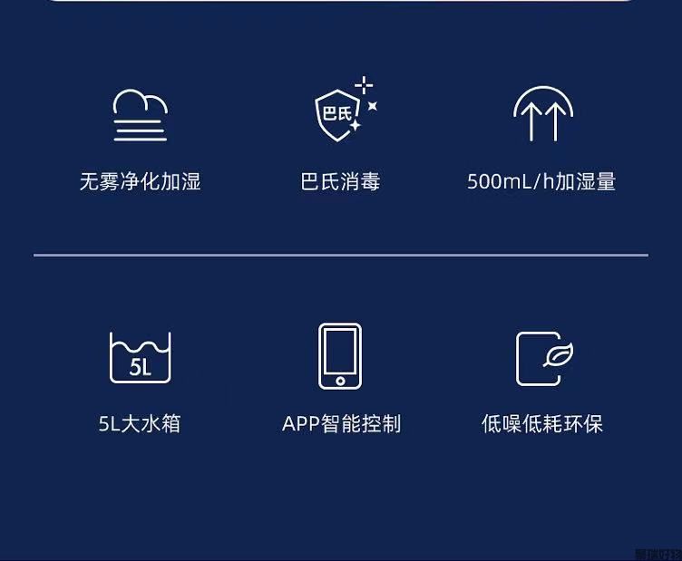 蓝宝无雾加湿器S09无菌消毒热蒸发大容量5L